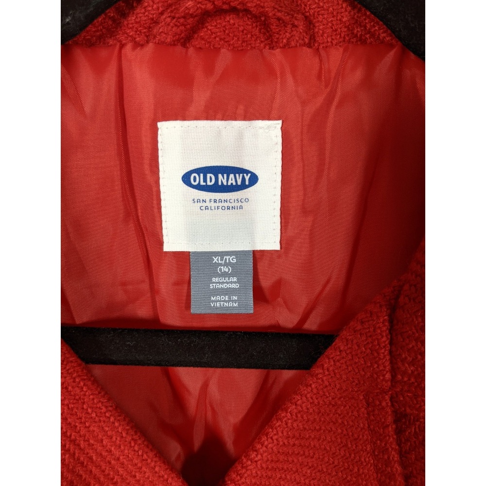 Old Navy Red Peacoat Girls XL (14) Acrylic Heavy Knit Double Breasted Cozy NWT - Picture 3 of 10